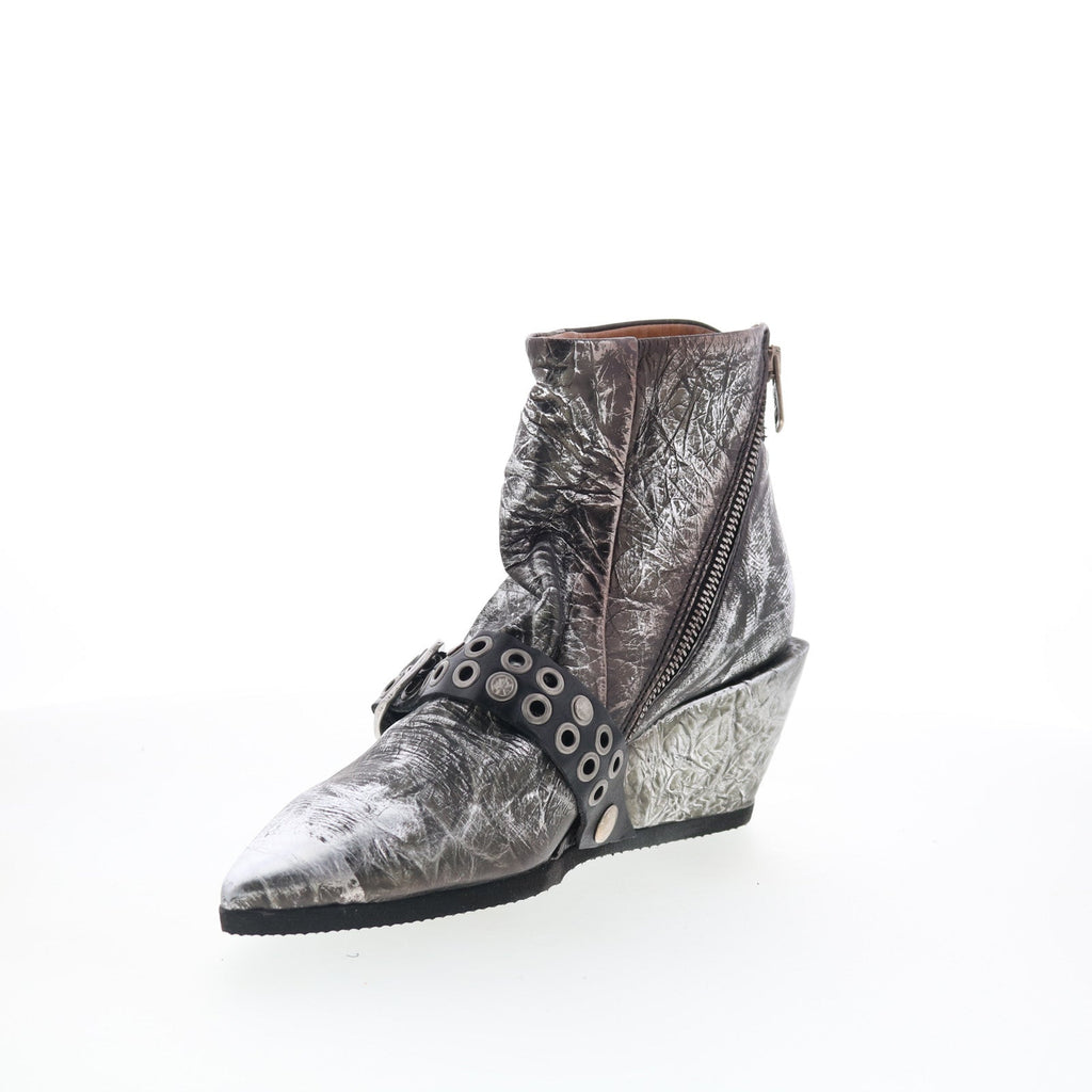 Maxie Womens Silver Leather Zipper Ankle & Booties Boots