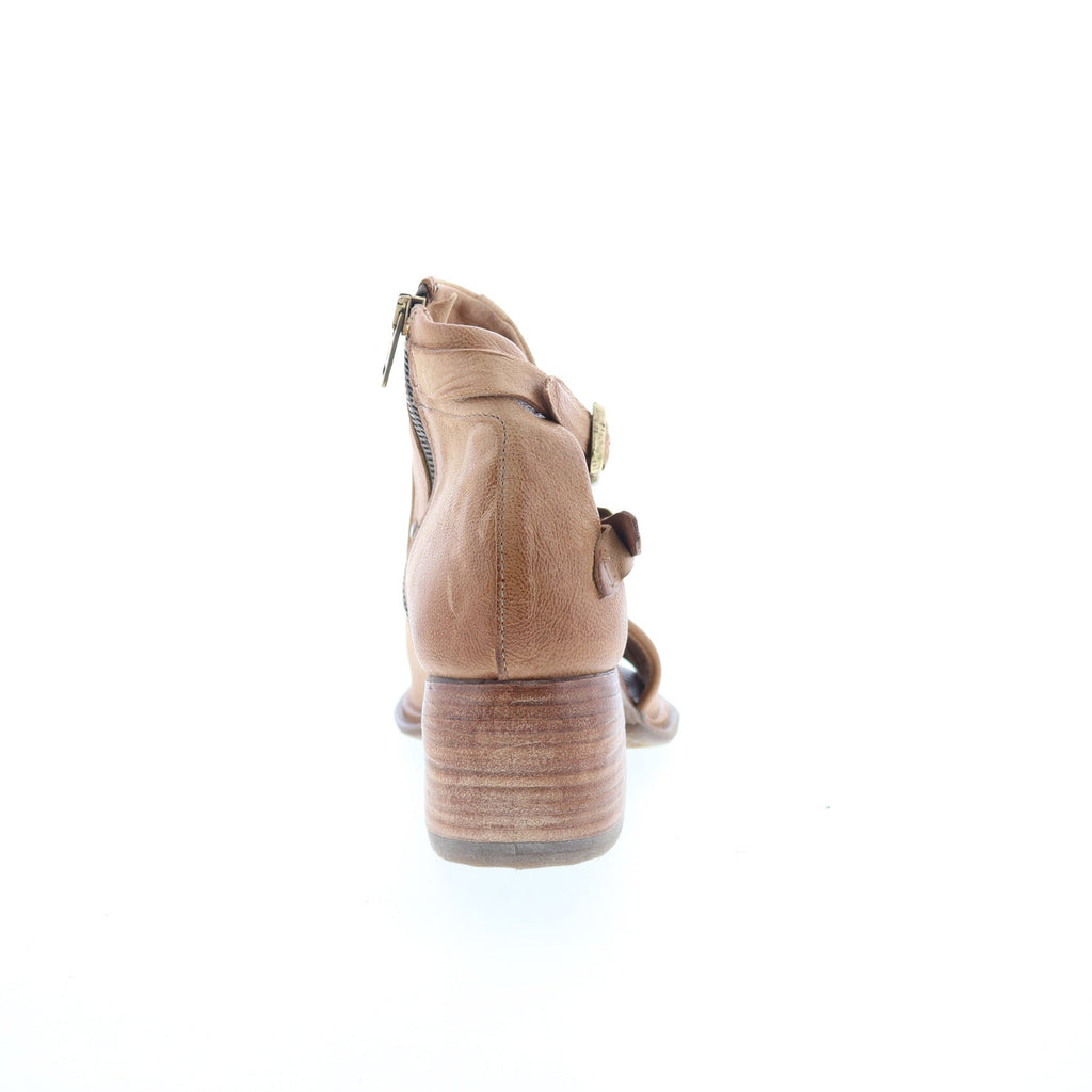 Naldo Womens Brown Leather Zipper Heeled Sandals Shoes