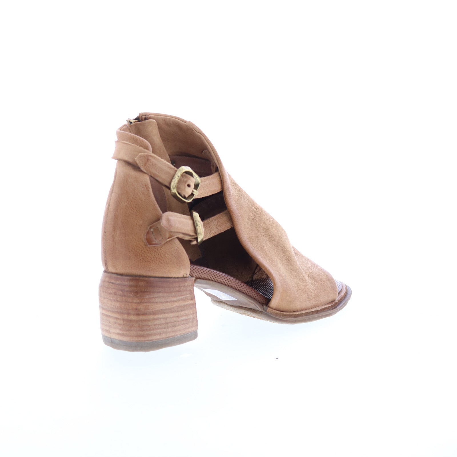Naldo Womens Brown Leather Zipper Heeled Sandals Shoes