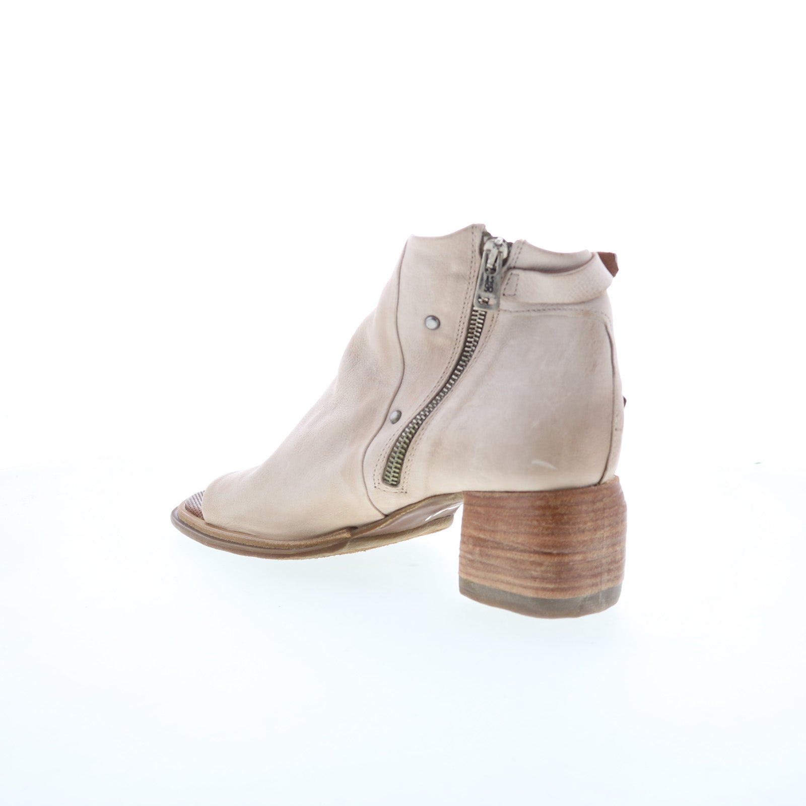 Naldo Womens Beige Leather Zipper Heeled Sandals Shoes