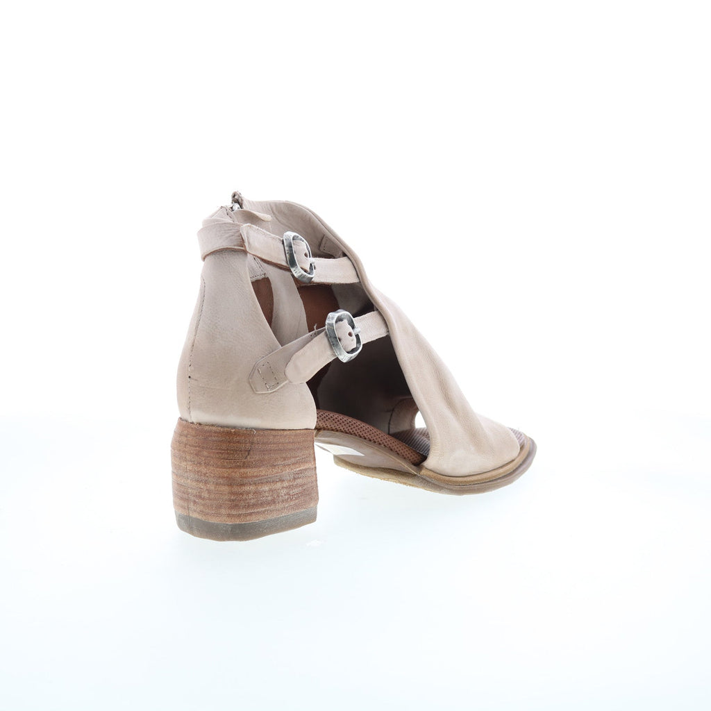 Naldo Womens Beige Leather Zipper Heeled Sandals Shoes