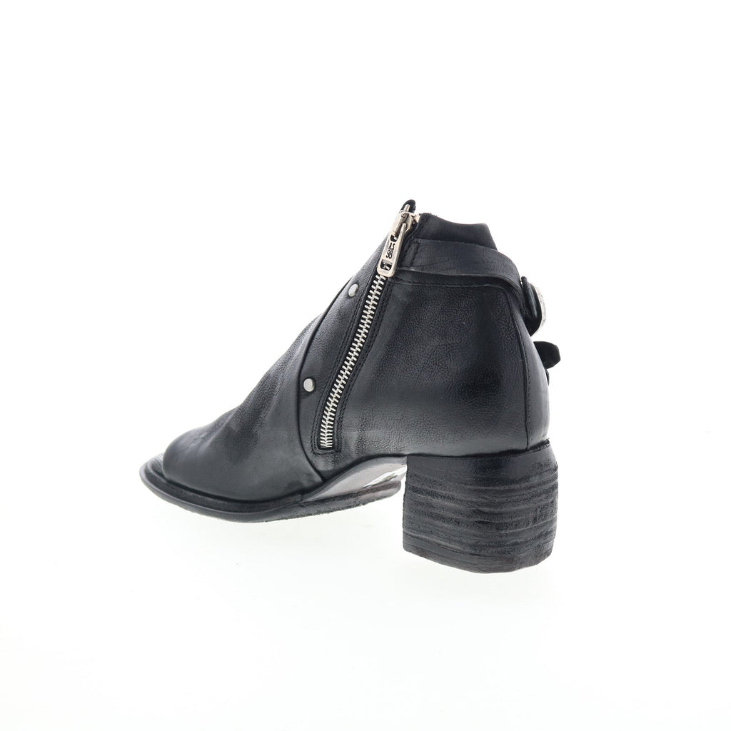 Naldo Womens Black Leather Zipper Heeled Sandals Shoes