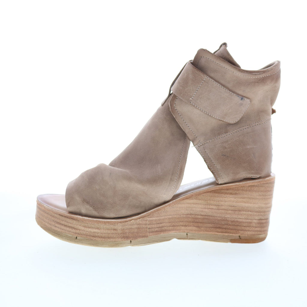 Naya Womens Gray Suede Hook & Loop Wedges Sandals Shoes