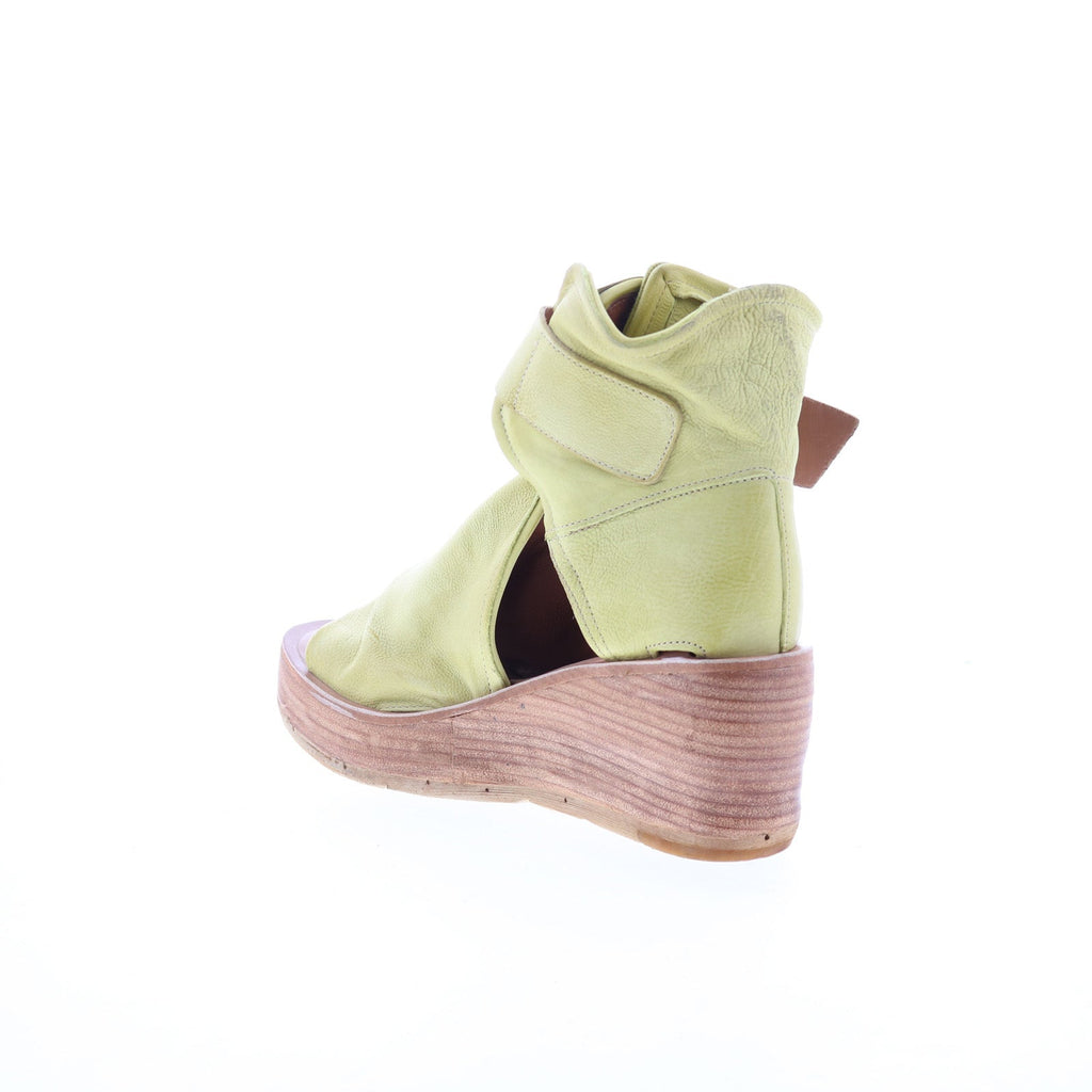 Naya Womens Green Leather Hook & Loop Wedges Sandals Shoes
