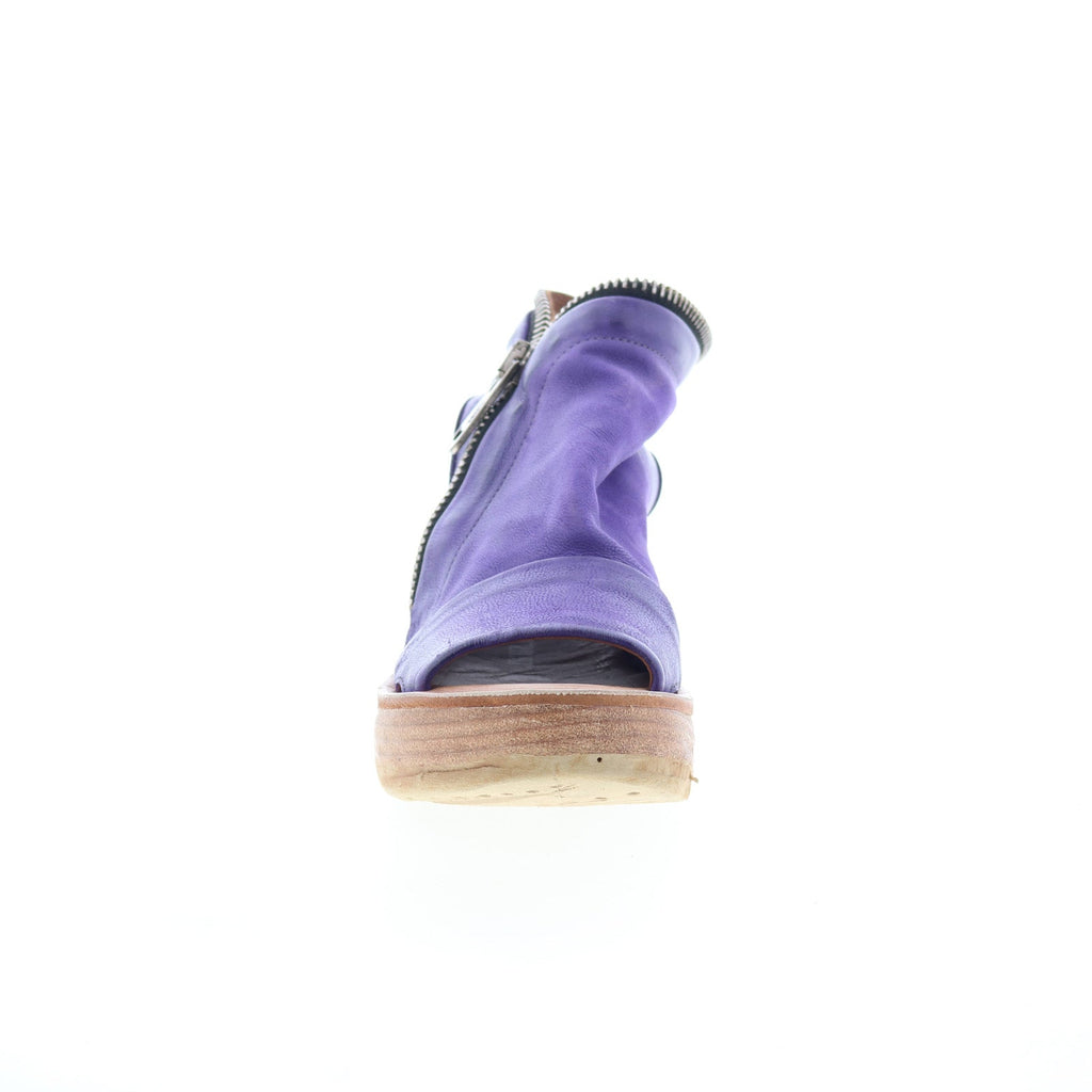 Naylor Womens Purple Leather Zipper Wedges Sandals Shoes
