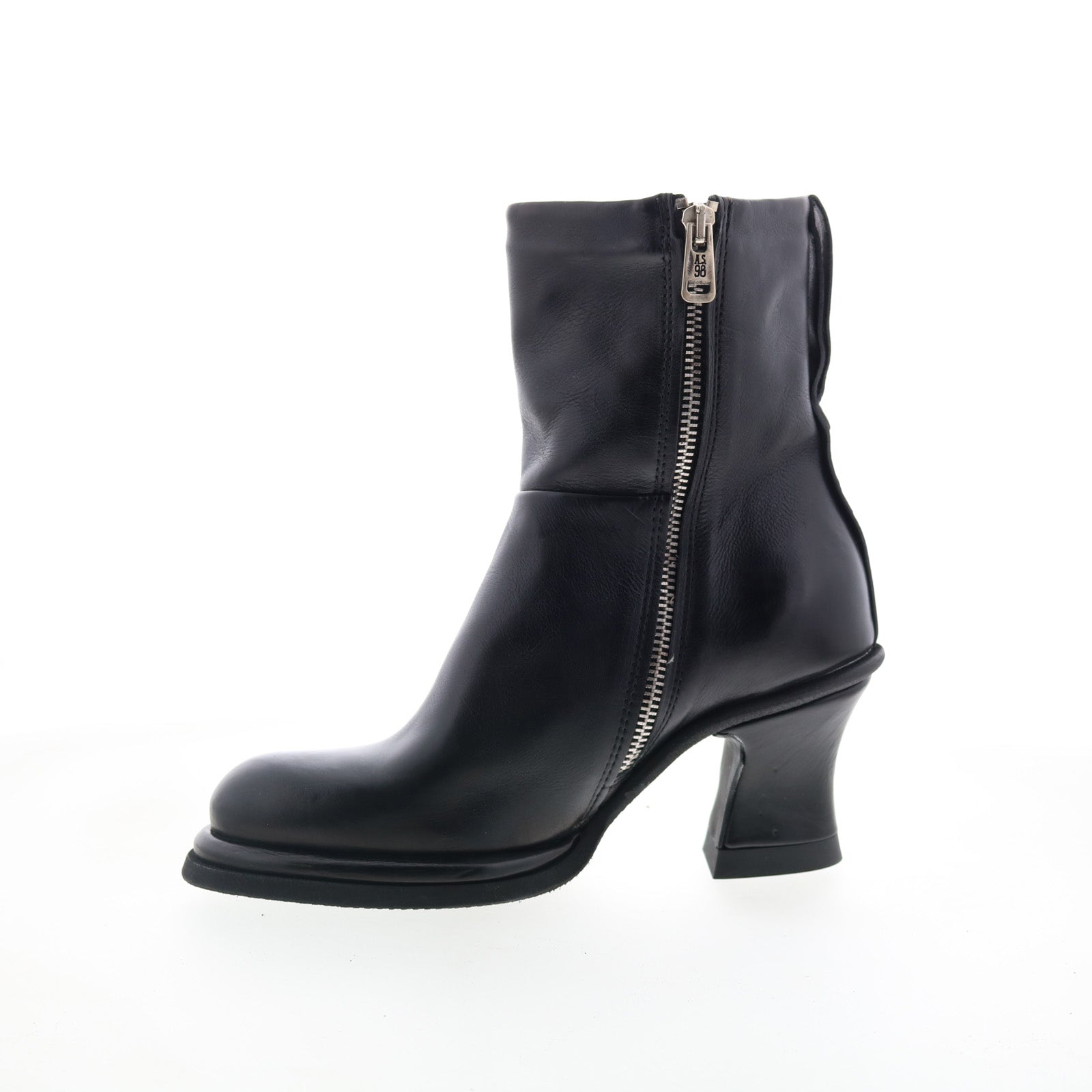 Nelle Womens Black Leather Zipper Casual Dress Boots