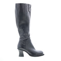 Nettie Womens Black Leather Zipper Knee High Boots