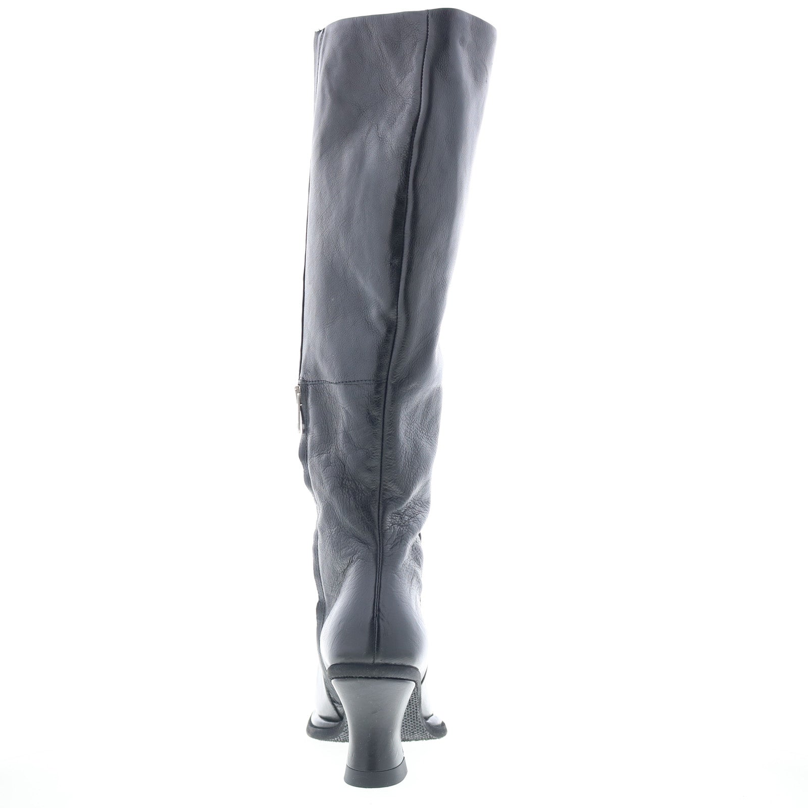 Nettie Womens Black Leather Zipper Knee High Boots