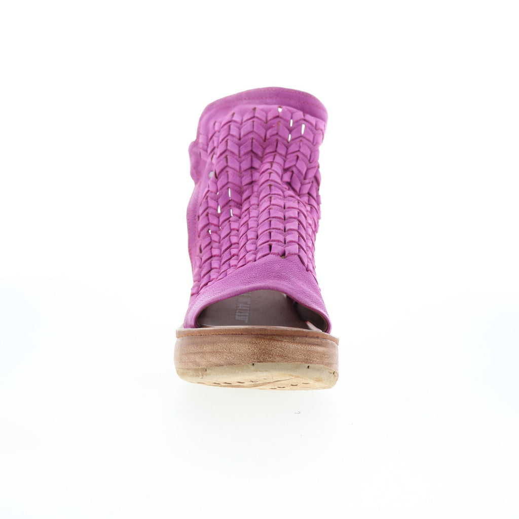 Newbury Womens Pink Leather Hook & Loop Wedges Sandals Shoes