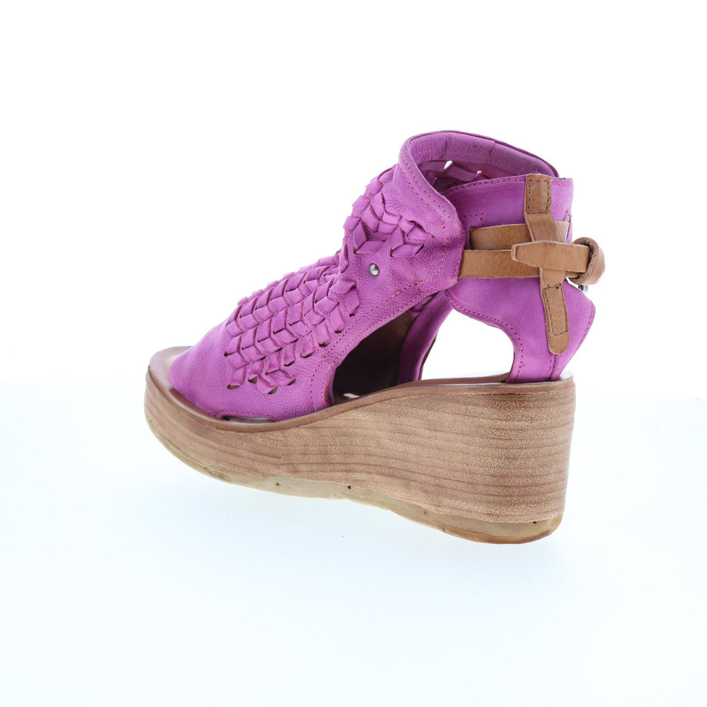 Newbury Womens Pink Leather Hook & Loop Wedges Sandals Shoes