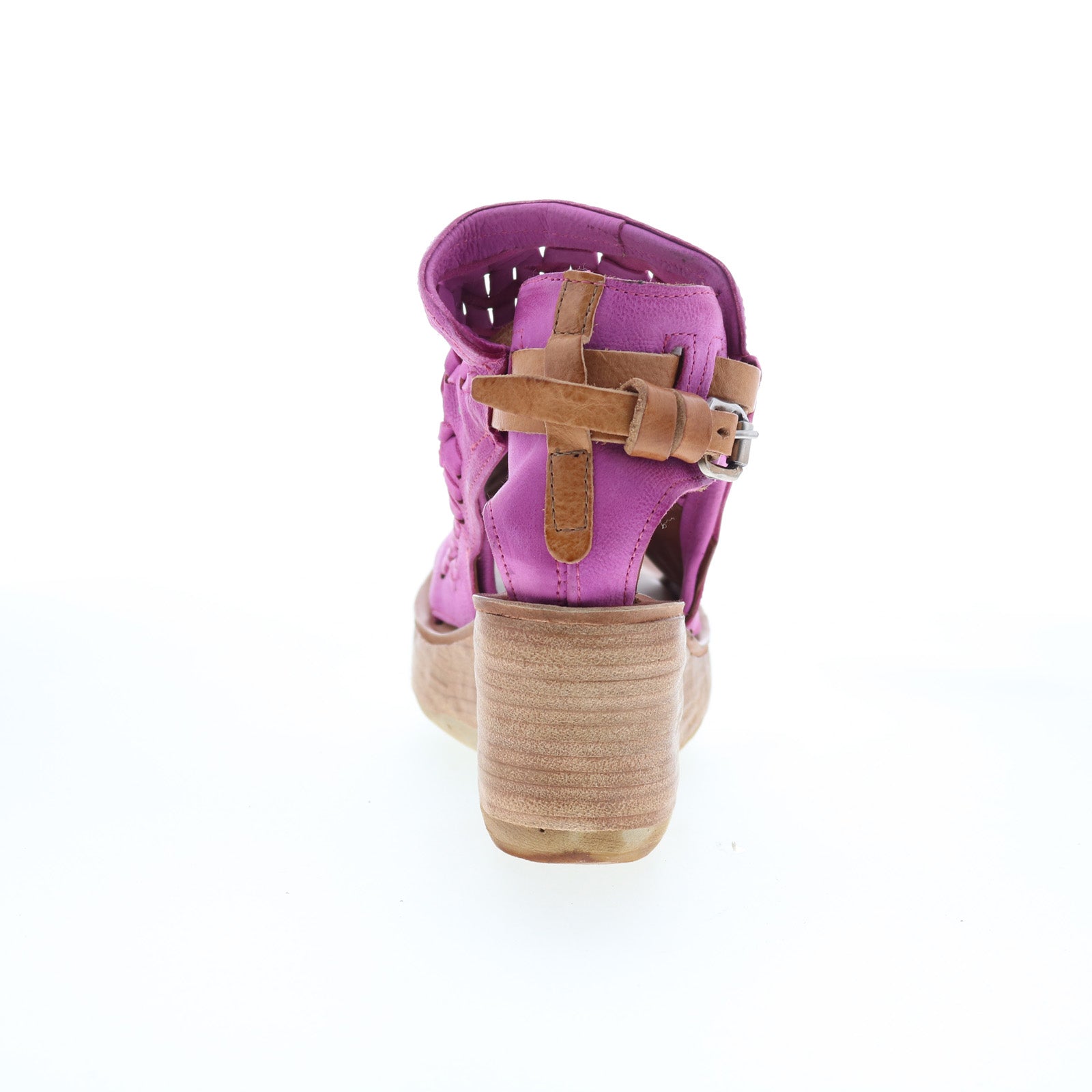 Newbury Womens Pink Leather Hook & Loop Wedges Sandals Shoes