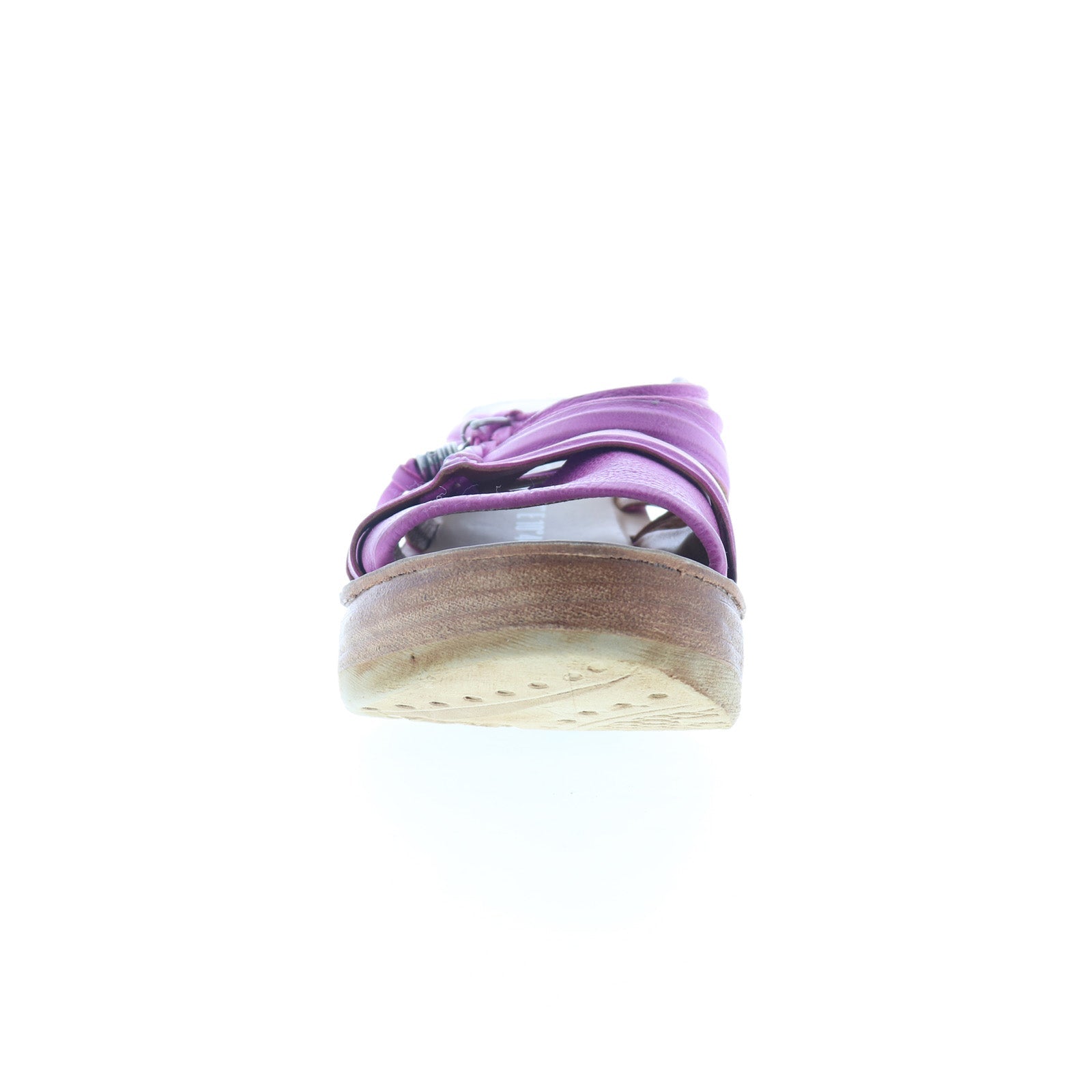 Nicolls Womens Purple Leather Slip On Wedges Sandals Shoes
