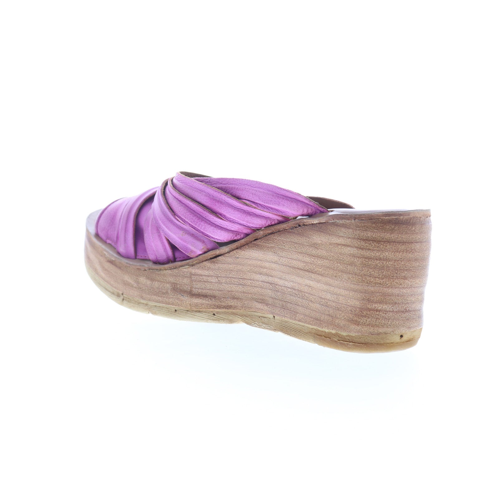 Nicolls Womens Purple Leather Slip On Wedges Sandals Shoes