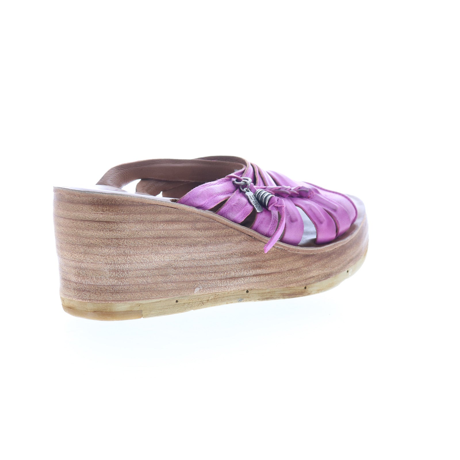 Nicolls Womens Purple Leather Slip On Wedges Sandals Shoes
