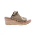 Niels Womens Gray Leather Slip On Wedges Sandals Shoes