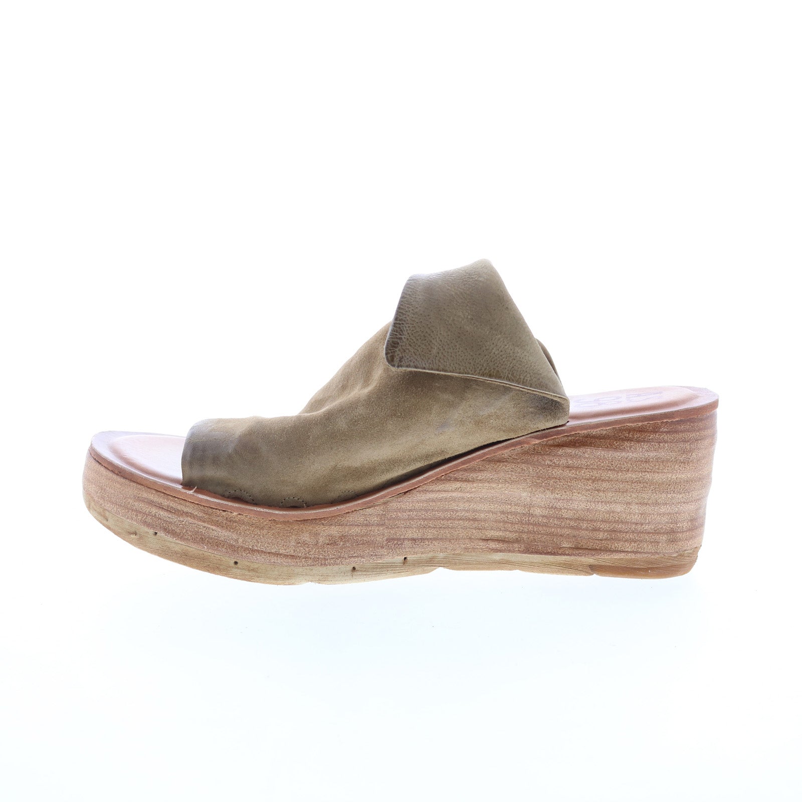 Niels Womens Gray Leather Slip On Wedges Sandals Shoes