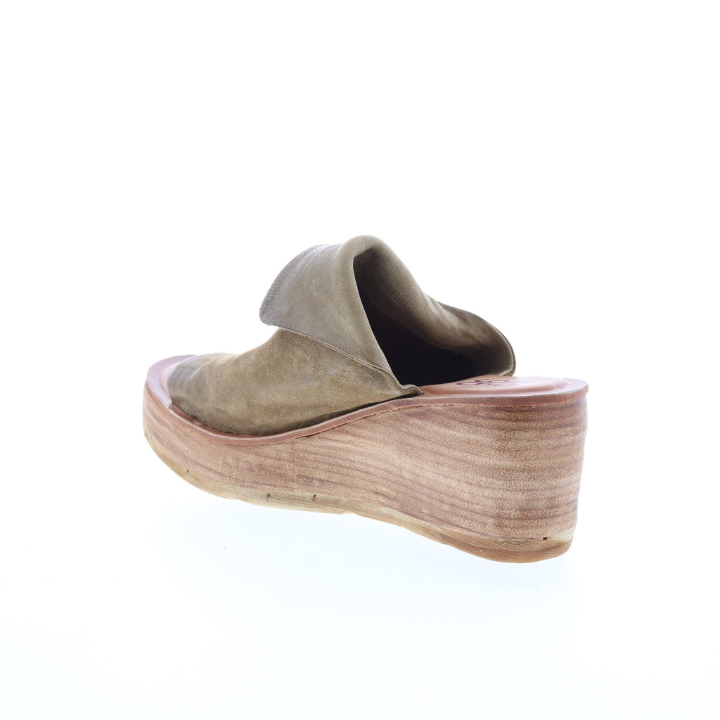 Niels Womens Gray Leather Slip On Wedges Sandals Shoes