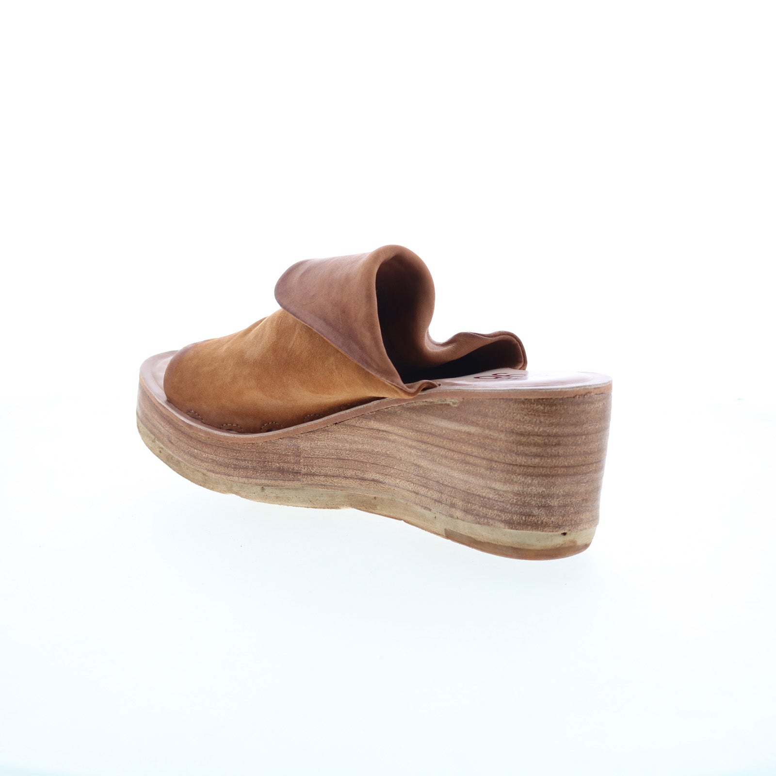 Niels Womens Brown Leather Slip On Wedges Sandals Shoes