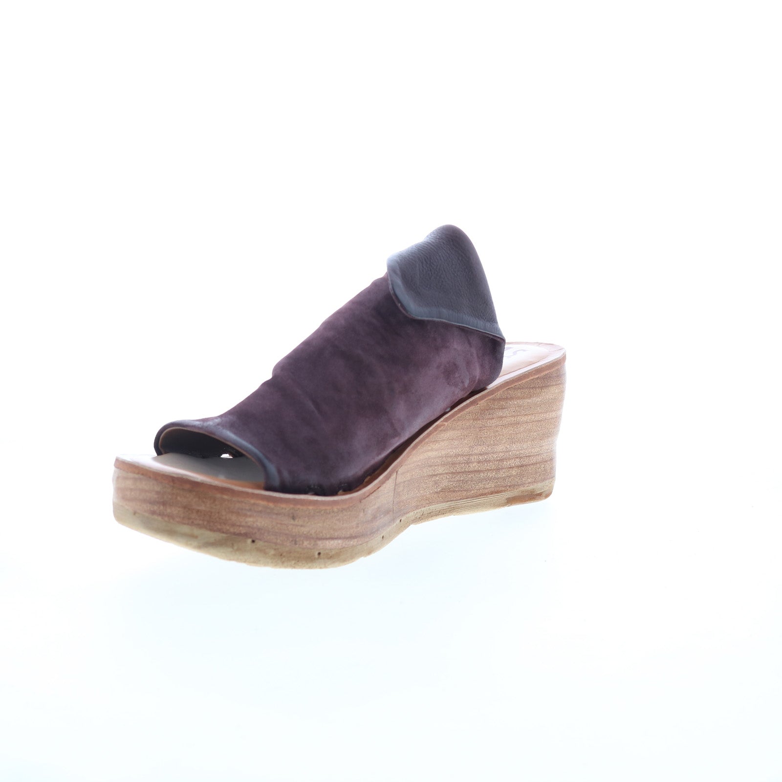 Niels Womens Burgundy Leather Slip On Wedges Sandals Shoes