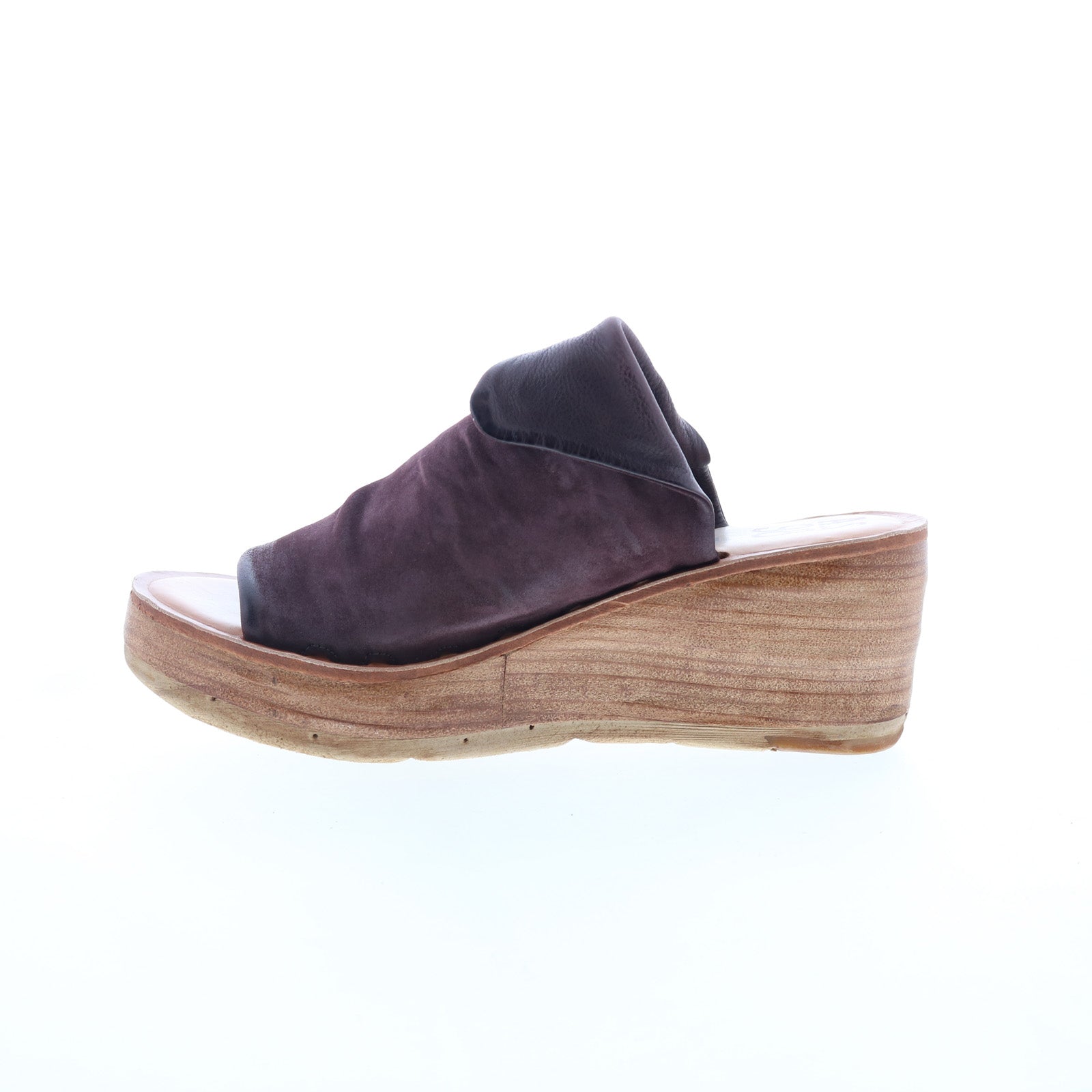 Niels Womens Burgundy Leather Slip On Wedges Sandals Shoes
