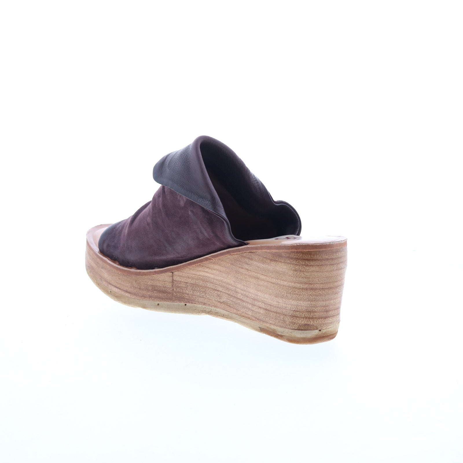 Niels Womens Burgundy Leather Slip On Wedges Sandals Shoes