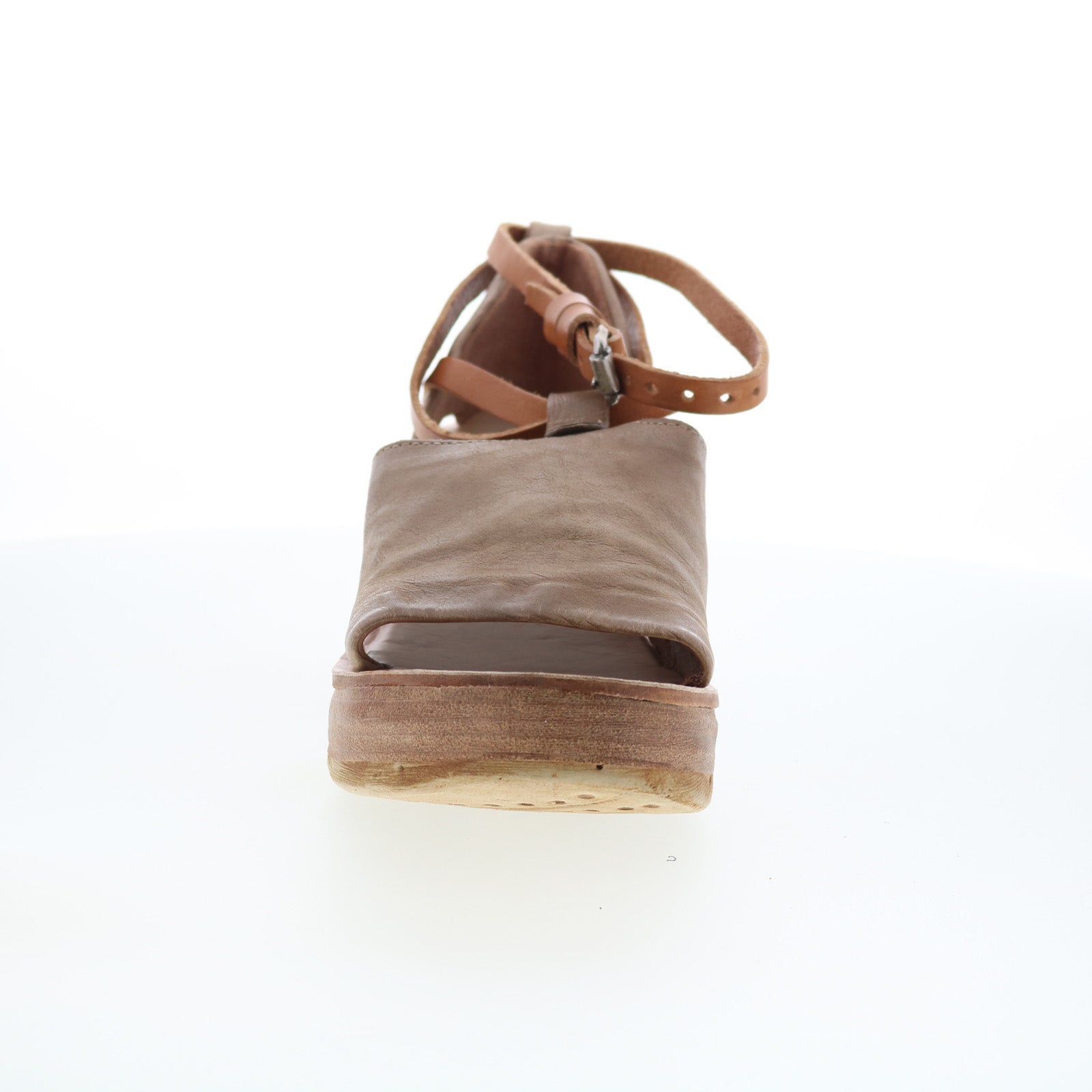 Nino Womens Brown Leather Hook & Loop Wedges Sandals Shoes