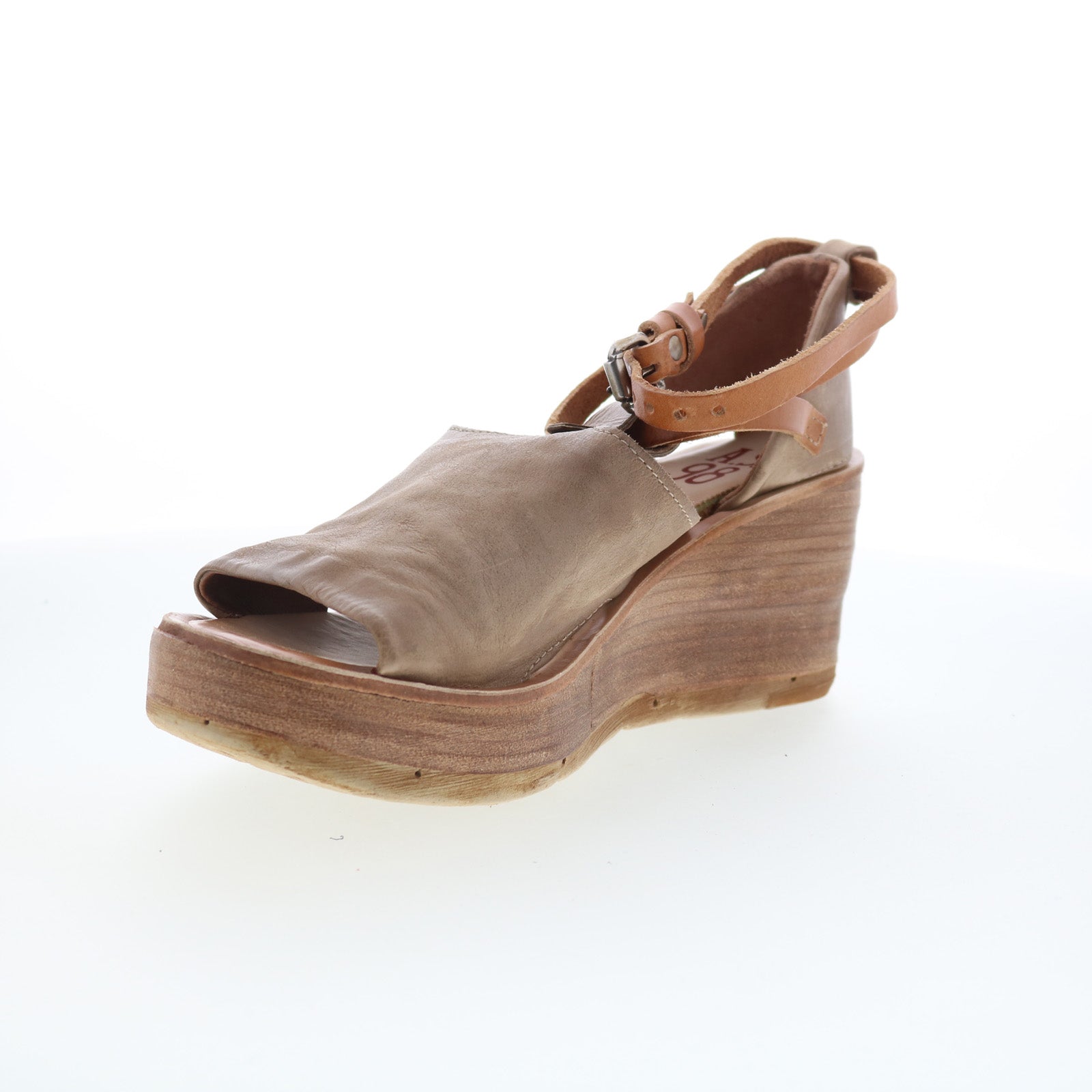 Nino Womens Brown Leather Hook & Loop Wedges Sandals Shoes