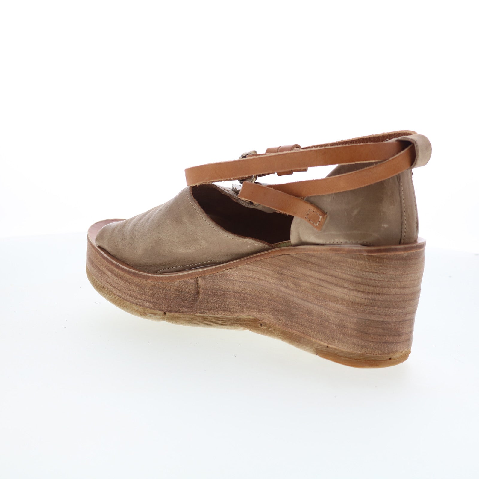 Nino Womens Brown Leather Hook & Loop Wedges Sandals Shoes