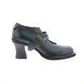 Nita Womens Black Leather Hook & Loop Pumps Heels Shoes