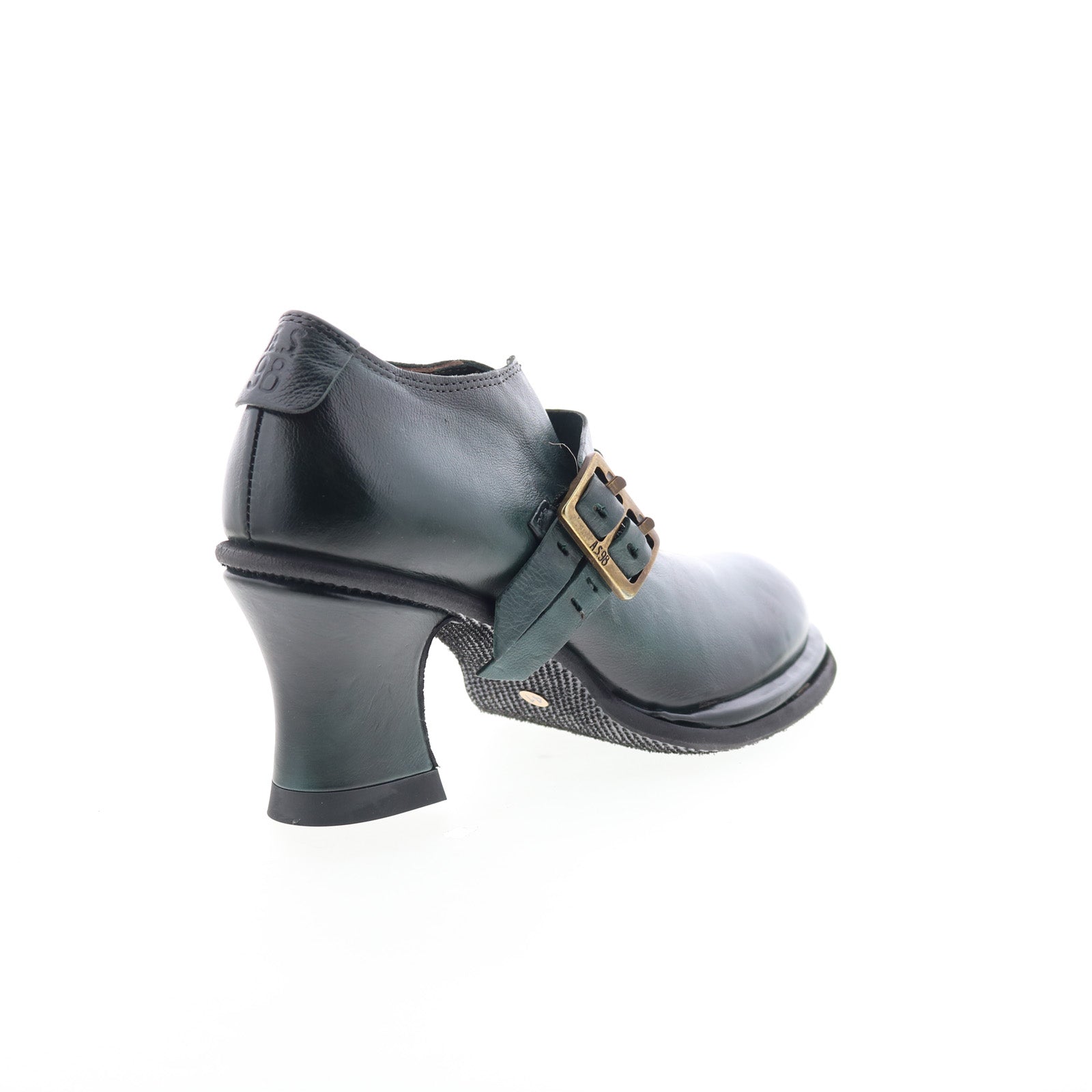 Nita Womens Black Leather Hook & Loop Pumps Heels Shoes
