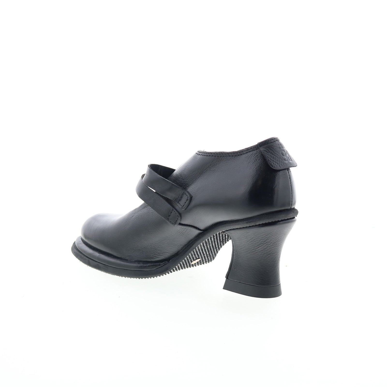 Nita Womens Black Leather Hook & Loop Pumps Heels Shoes