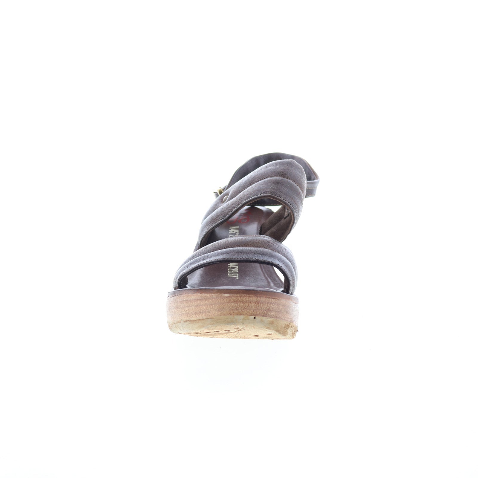 Norward Womens Brown Leather Hook & Loop Wedges Sandals Shoes