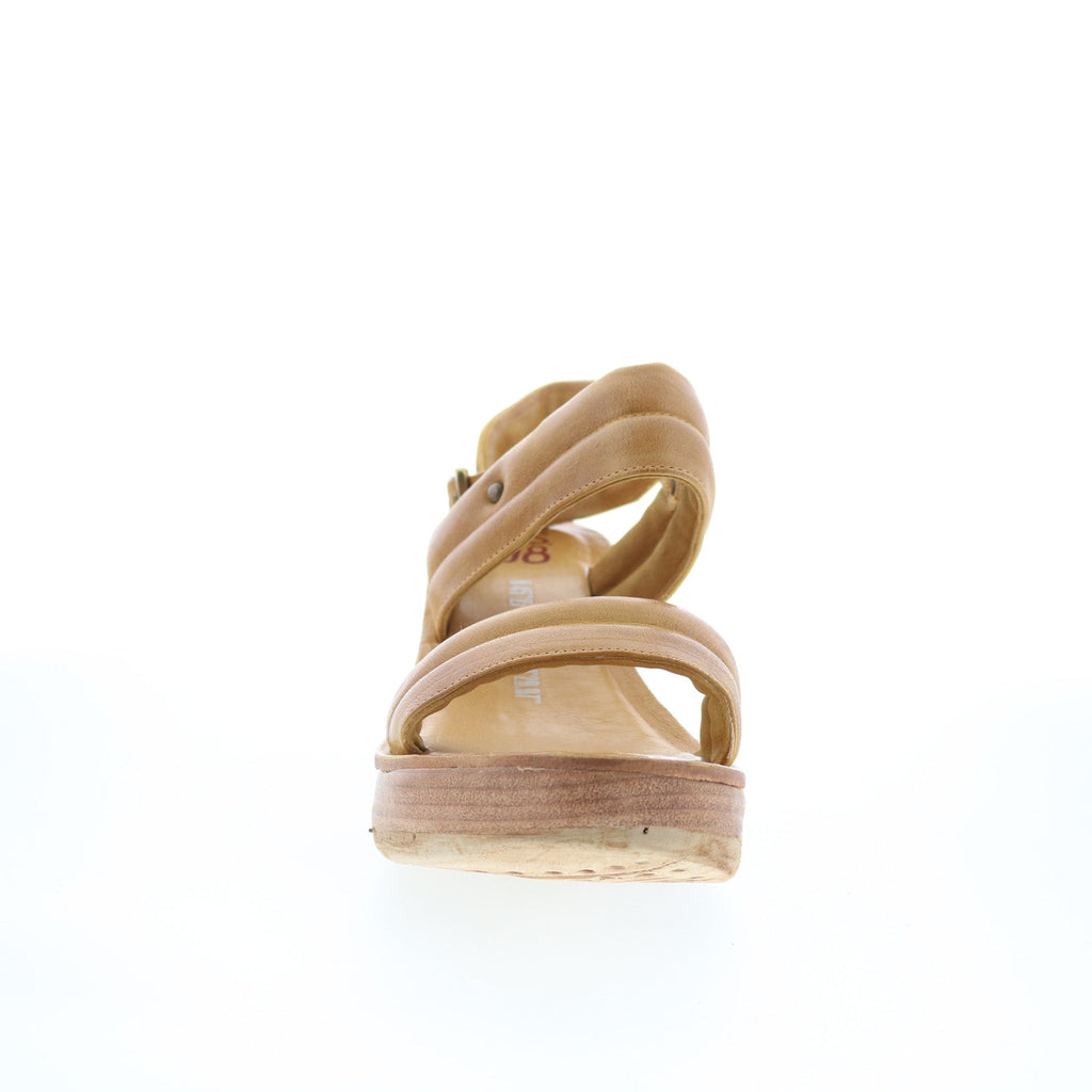 Norward Womens Brown Leather Hook & Loop Wedges Sandals Shoes