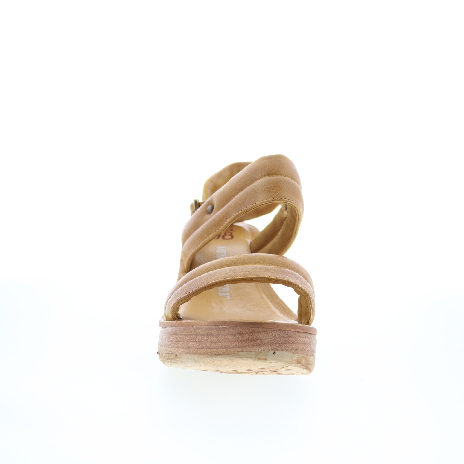 Norward Womens Brown Leather Hook & Loop Wedges Sandals Shoes