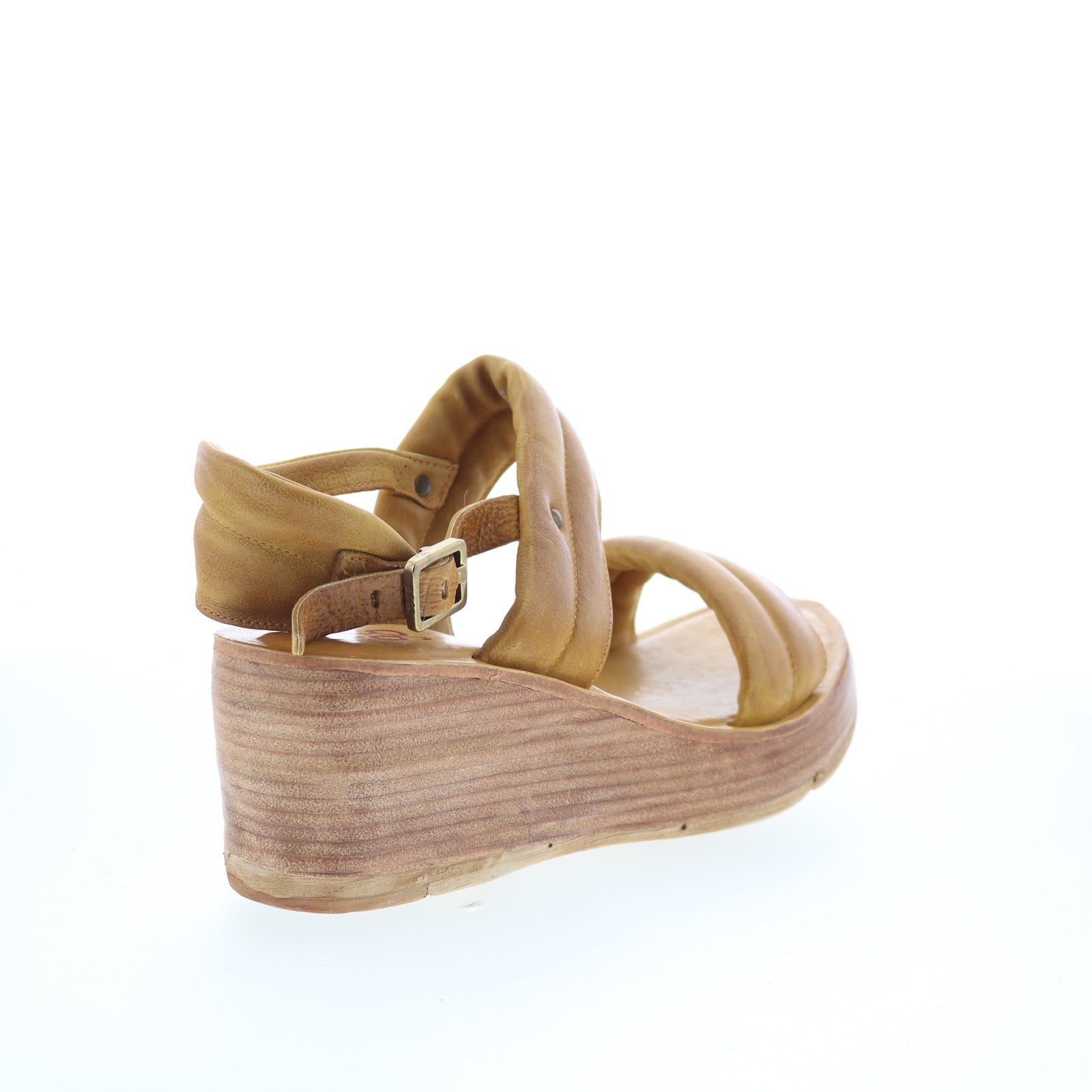 Norward Womens Brown Leather Hook & Loop Wedges Sandals Shoes