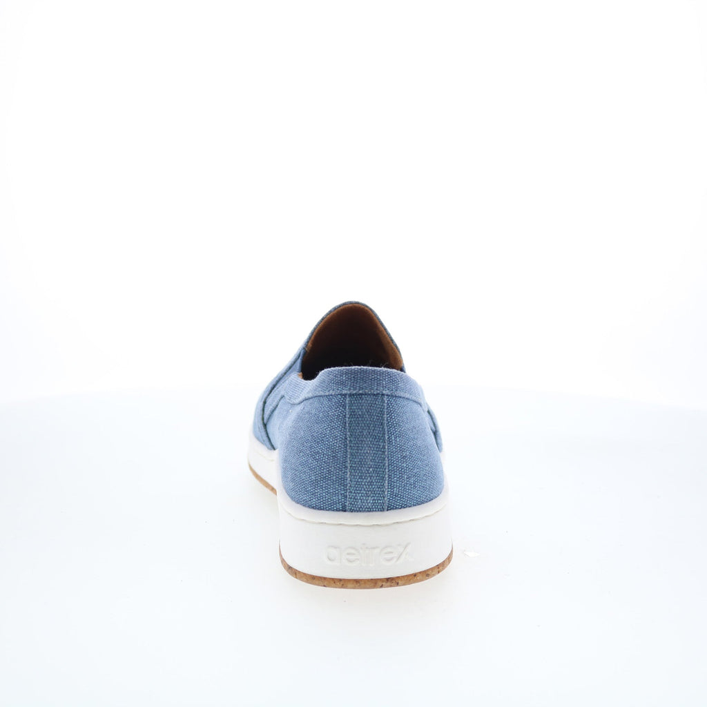 Aetrex Cameron PC145 Womens Blue Canvas Slip On Lifestyle Sneakers Shoes