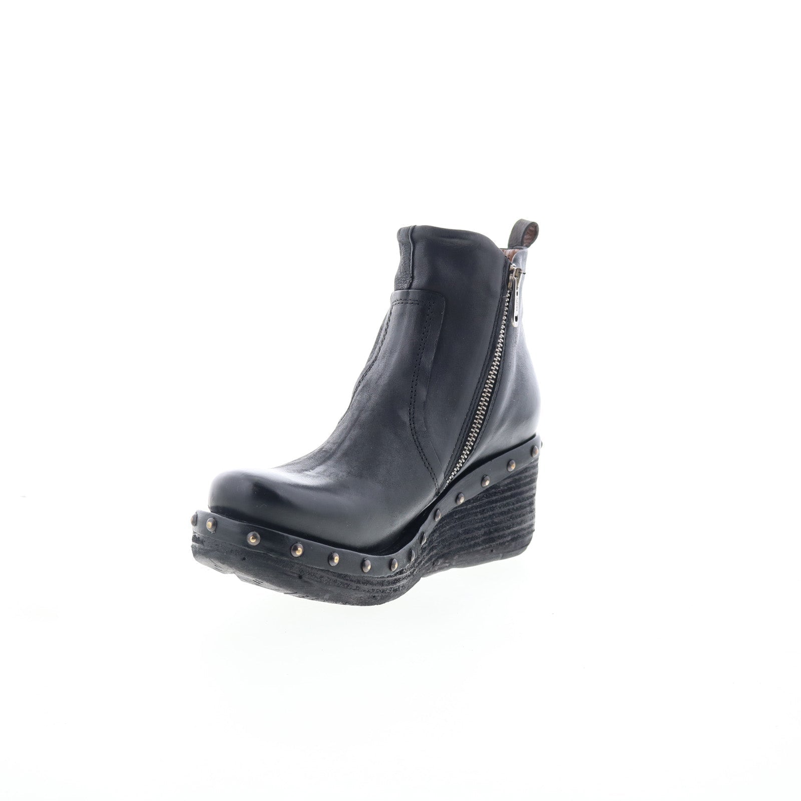 Peers Womens Black Leather Zipper Casual Dress Boots