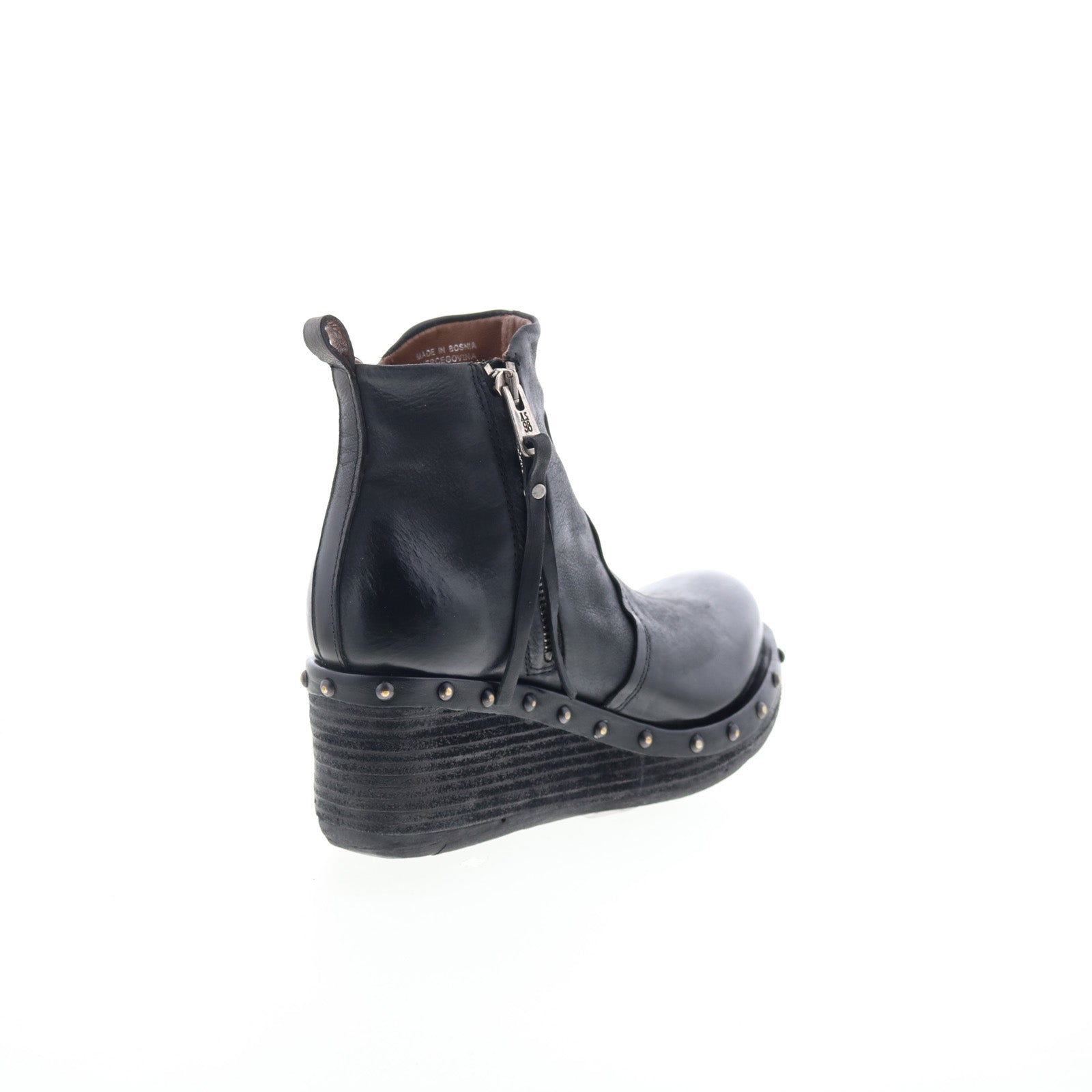 Peers Womens Black Leather Zipper Casual Dress Boots