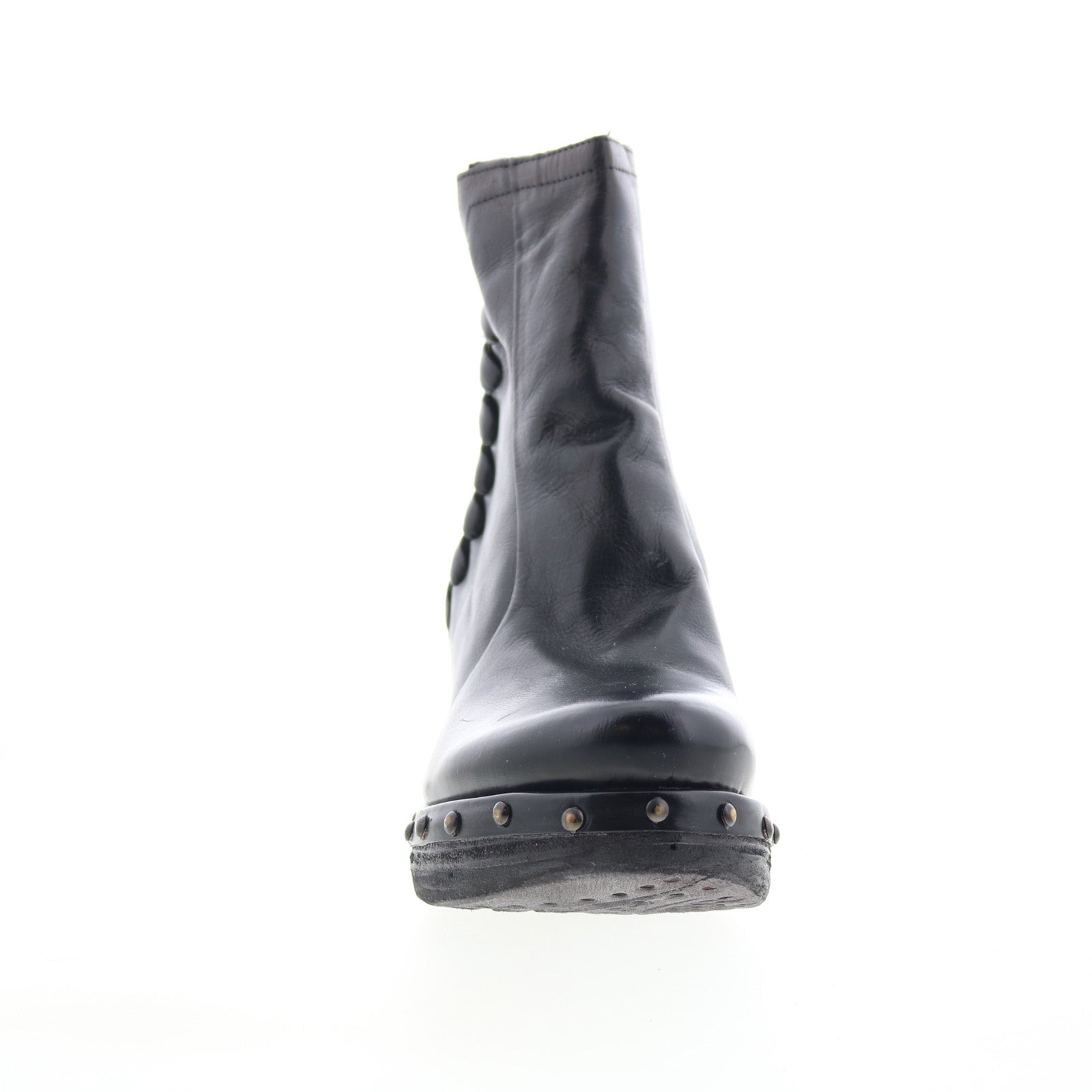 Placid Womens Black Leather Zipper Ankle & Booties Boots