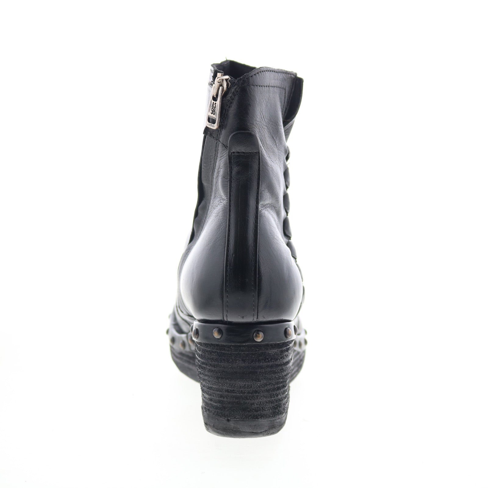 Placid Womens Black Leather Zipper Ankle & Booties Boots