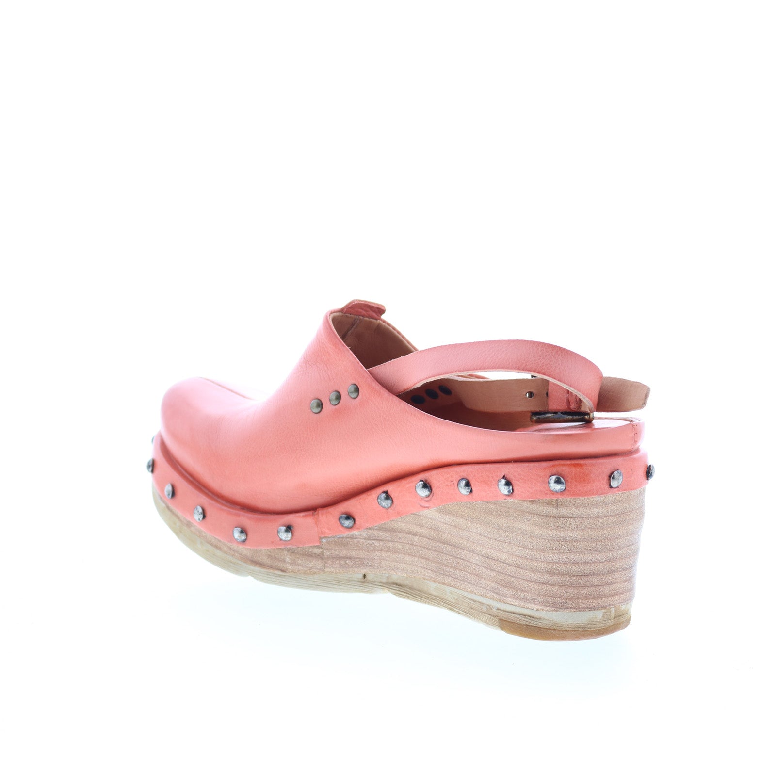 Puck Womens Orange Leather Hook & Loop Wedges Sandals Shoes