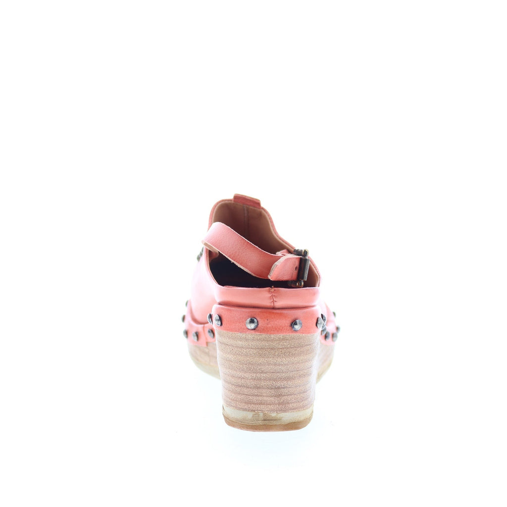 Puck Womens Orange Leather Hook & Loop Wedges Sandals Shoes