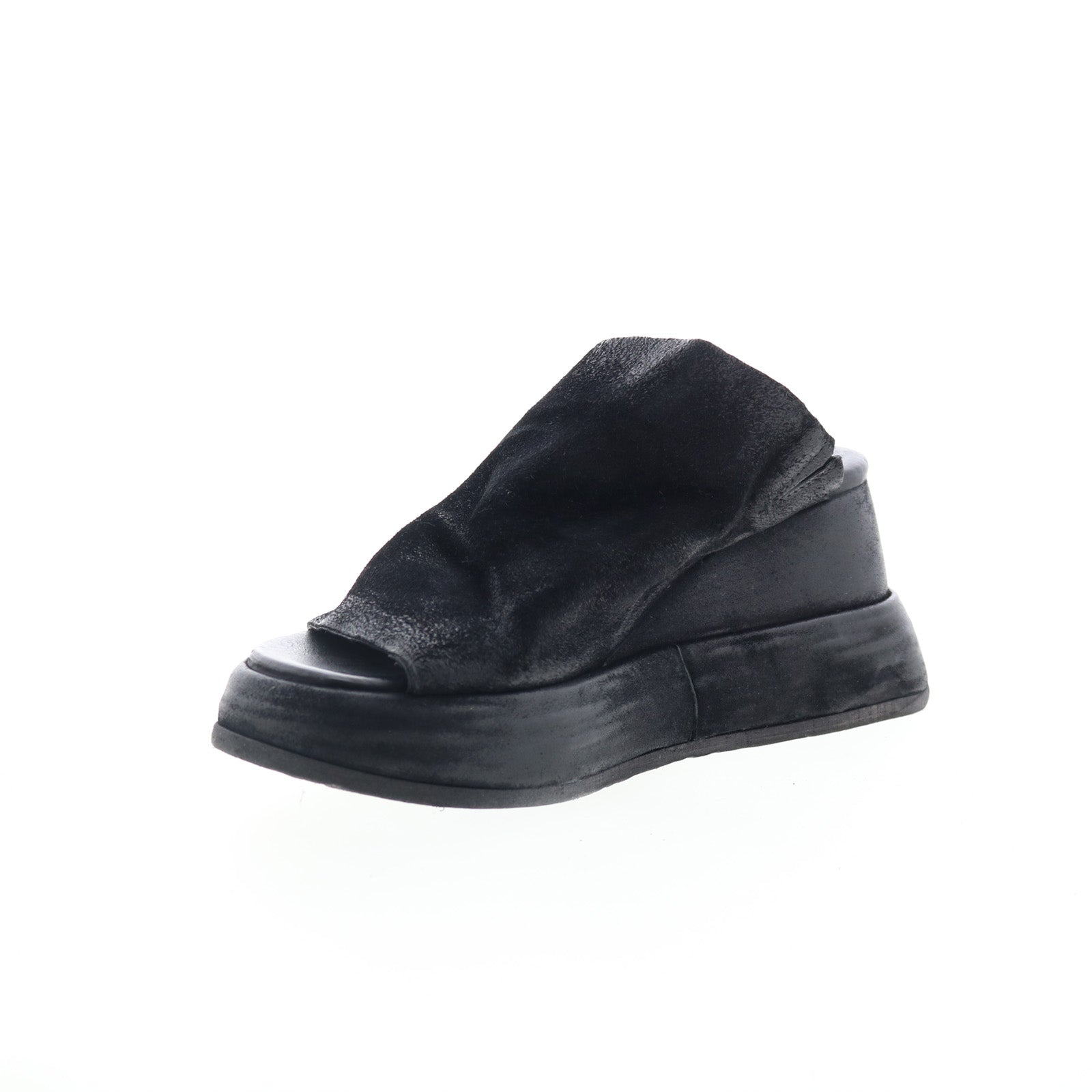 Rafe Womens Black Leather Slip On Platform Sandals Shoes
