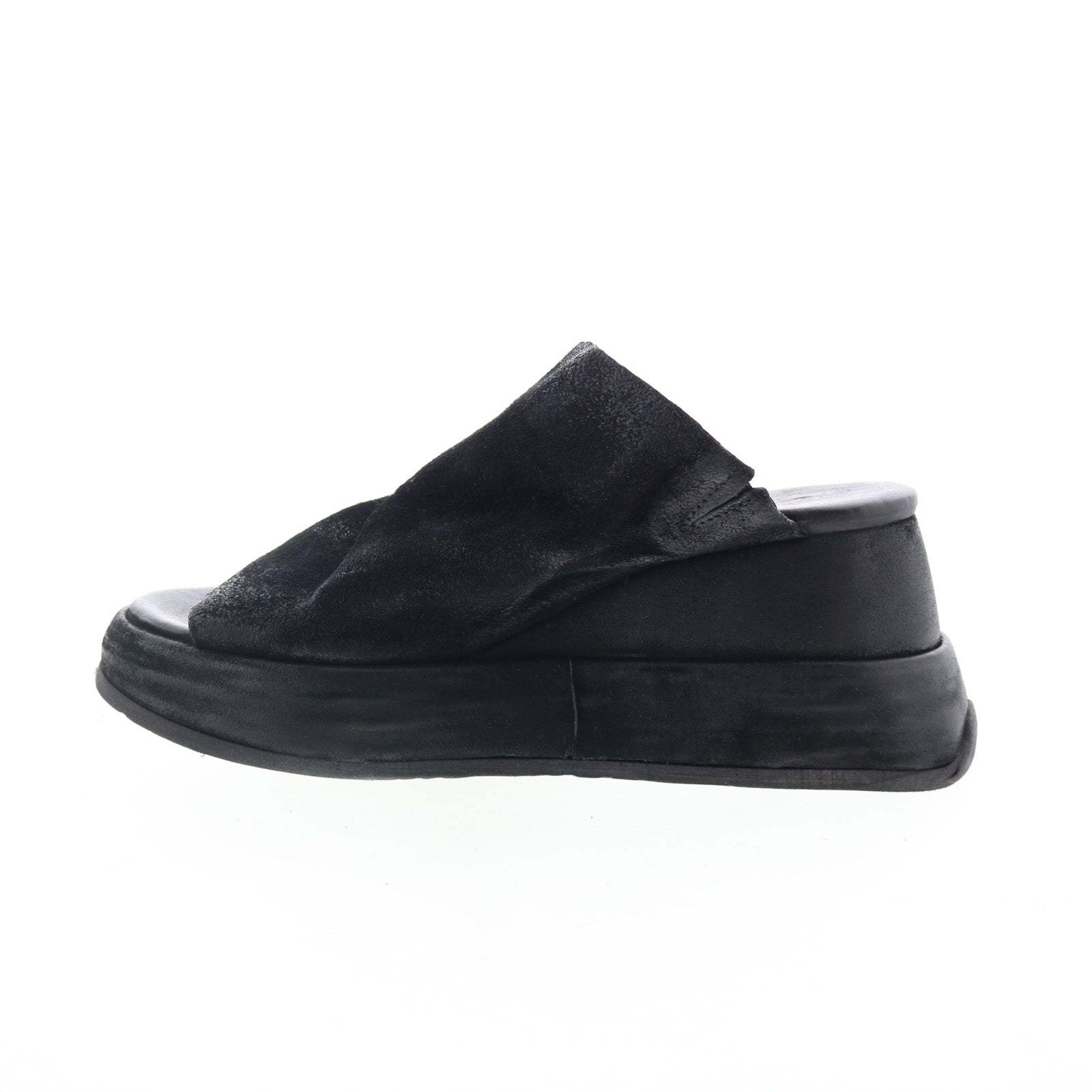 Rafe Womens Black Leather Slip On Platform Sandals Shoes