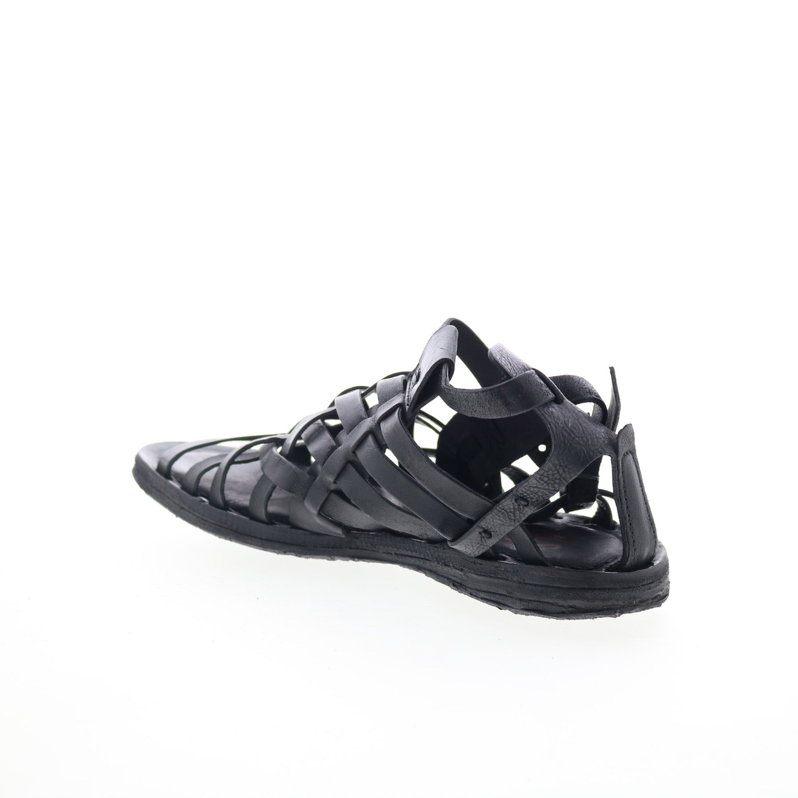 Ralston Womens Black Leather Hook & Loop Strap Sandals Shoes