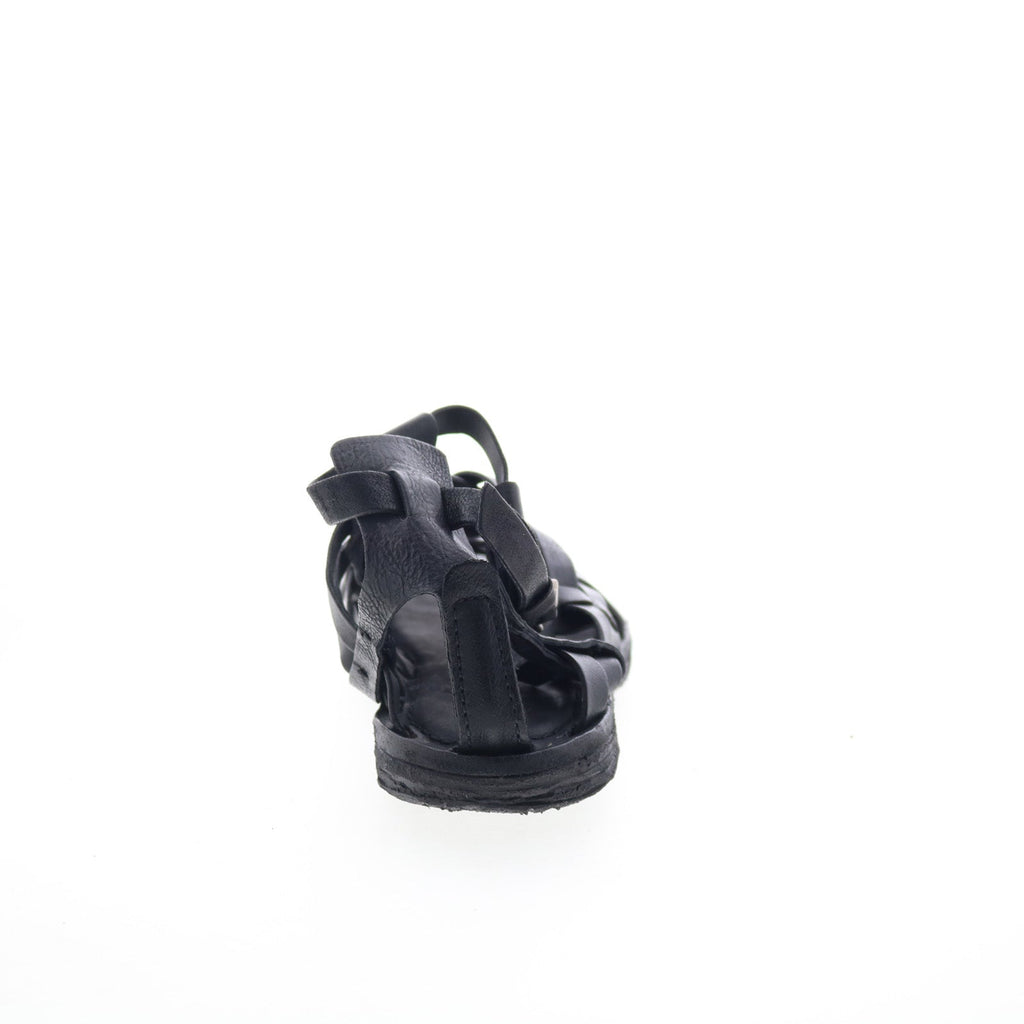 Ralston Womens Black Leather Hook & Loop Strap Sandals Shoes