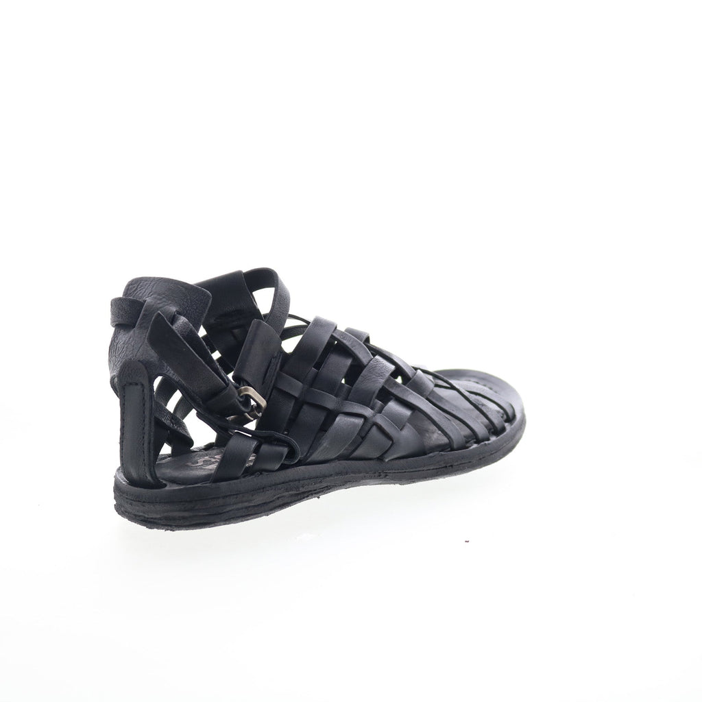Ralston Womens Black Leather Hook & Loop Strap Sandals Shoes