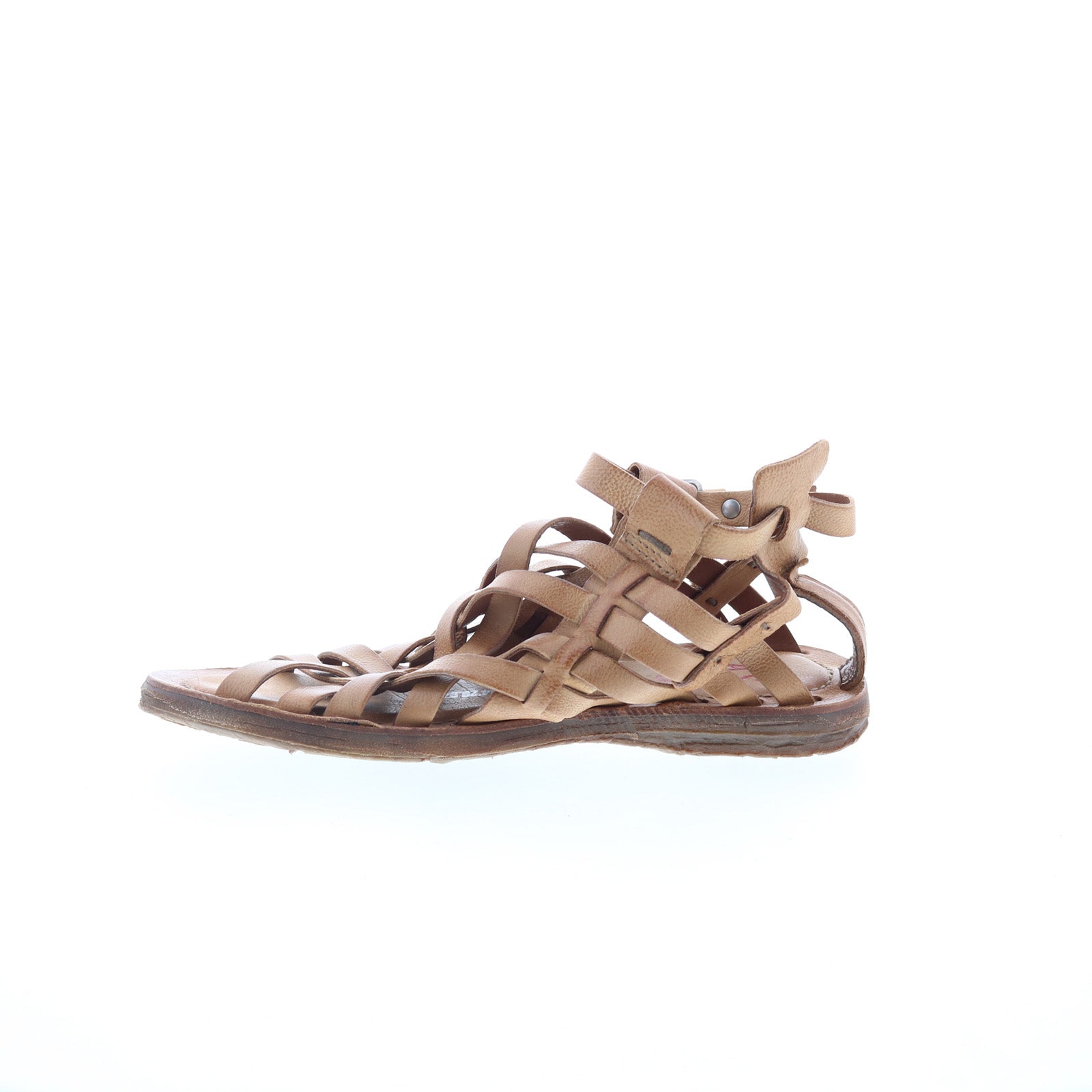 Ralston Womens Brown Leather Hook & Loop Strap Sandals Shoes