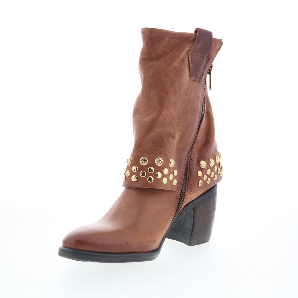 Rayne Womens Brown Leather Zipper Ankle & Booties Boots