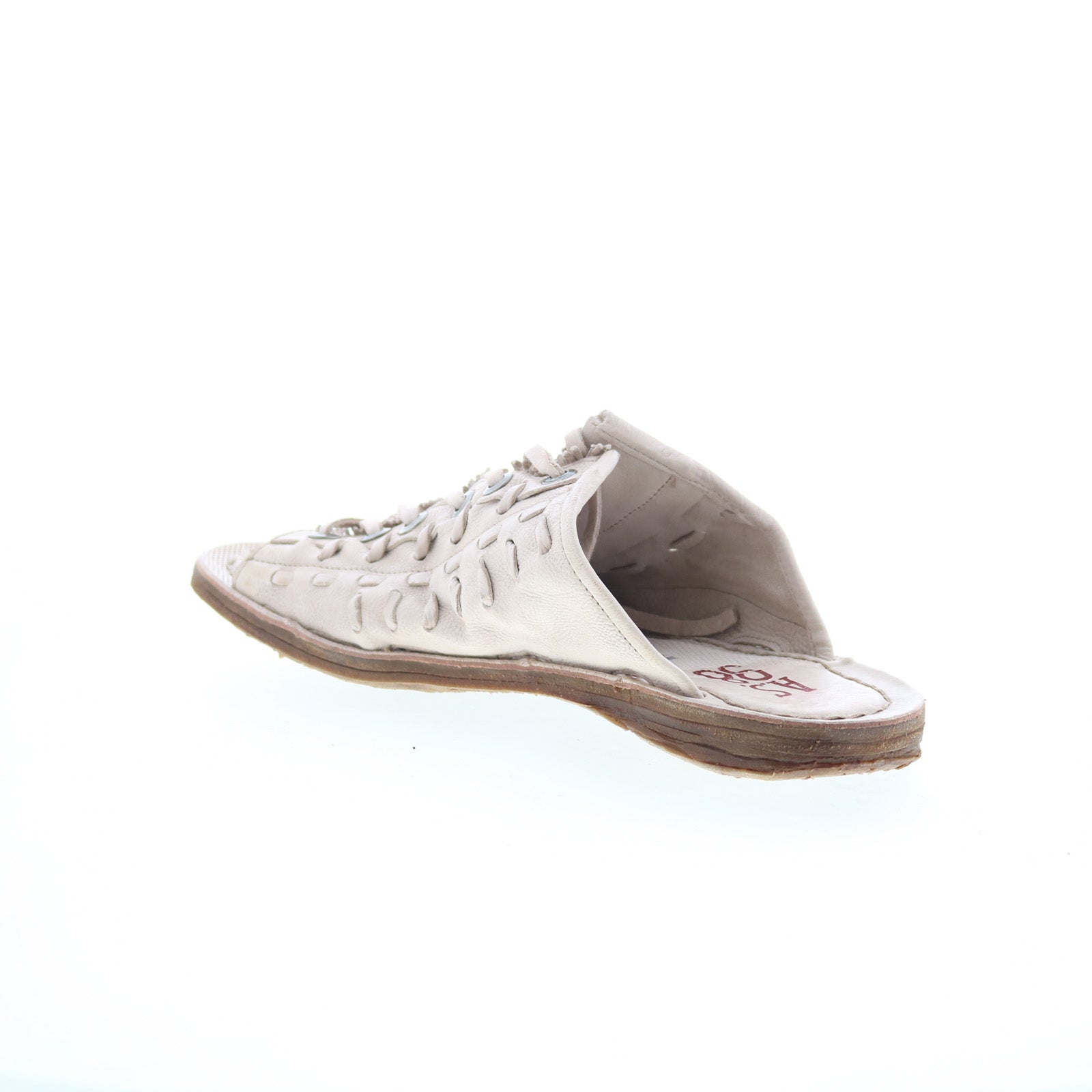 Regis Womens Beige Leather Slip On Slides Sandals Shoes